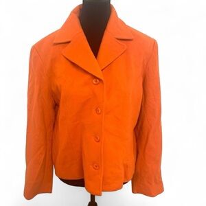 Louben Vintage Orange Cashmere Wool Blazer - Made in Canada - Sz 16